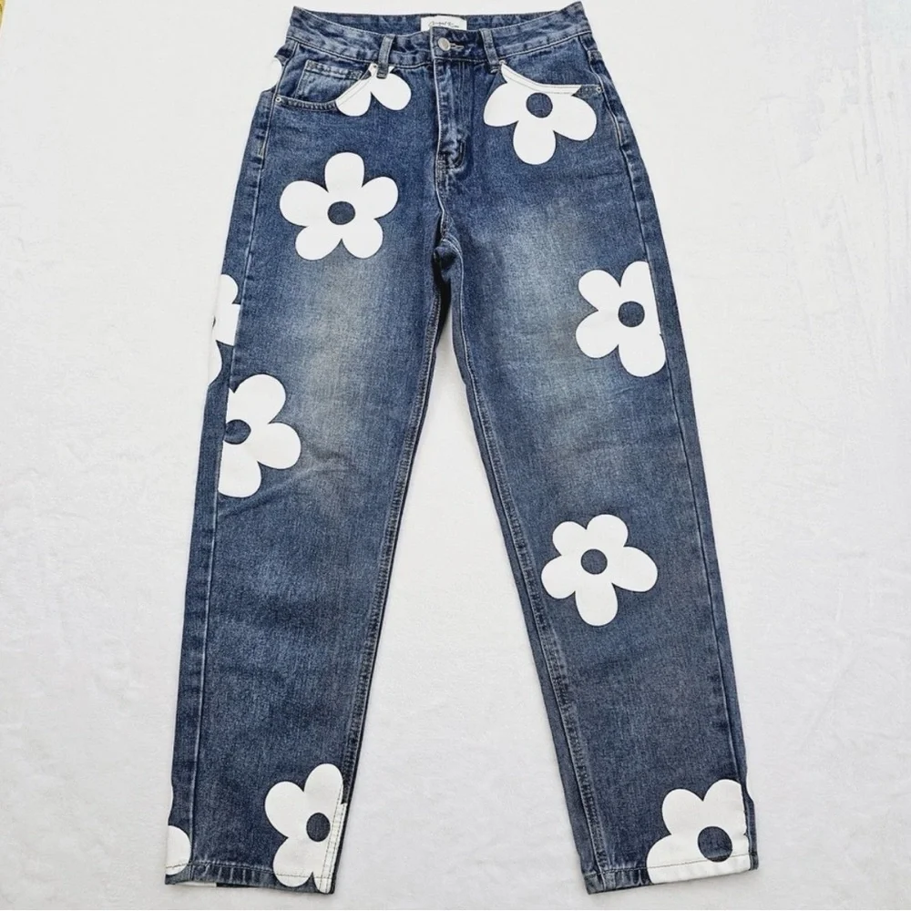 Angel Kiss Blue Jeans with White Floral
Pattern - Picture 2 of 4